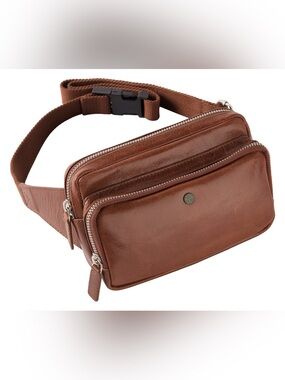 Auliv Brown Genuine Leather Fanny Pack, Hip Pack